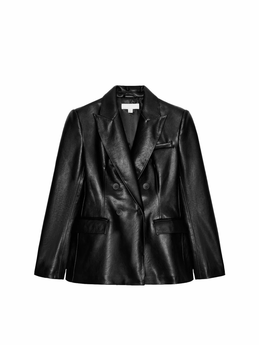 Zara Black Faux Leather Double-Breasted Blazer